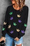 Mardi Gras Sequin Crown Sweatshirt for Women