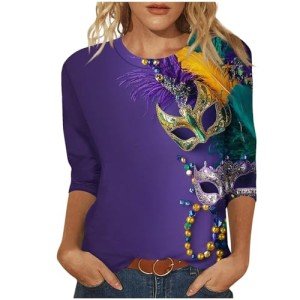 Women’s Mardi Gras Funny Blouse with 3/4 Sleeves