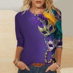 Women’s Mardi Gras Funny Blouse with 3/4 Sleeves