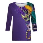 Women’s Mardi Gras Funny Blouse with 3/4 Sleeves