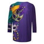 Women’s Mardi Gras Funny Blouse with 3/4 Sleeves