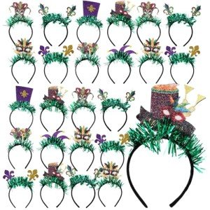 24 Pcs Mardi Gras Headbands for Party Fun
