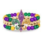 Mardi Gras Stackable Beaded Bracelets for Women