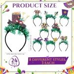 24 Pcs Mardi Gras Headbands for Party Fun
