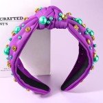 Purple Pearl Rhinestone Mardi Gras Hairband for Women