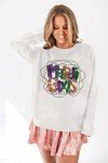 Women's Sequin Tinsel Mardi Gras Round Neck Sweater