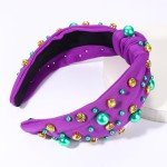 Purple Pearl Rhinestone Mardi Gras Hairband for Women