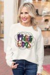 Women's Sequin Tinsel Mardi Gras Round Neck Sweater