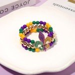Mardi Gras Stackable Beaded Bracelets for Women