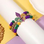 Mardi Gras Stackable Beaded Bracelets for Women