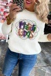 Women's Sequin Tinsel Mardi Gras Round Neck Sweater