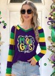 Funny Mardi Gras V-Neck Graphic Tee for Women