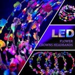50 LED Flower Crowns for Mardi Gras Parties