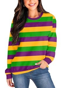 Mardi Gras Long Sleeve Women's Sweatshirt – Purple & Gold