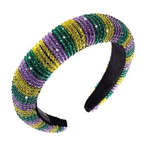 Purple, Green, Yellow Beaded Mardi Gras Headband