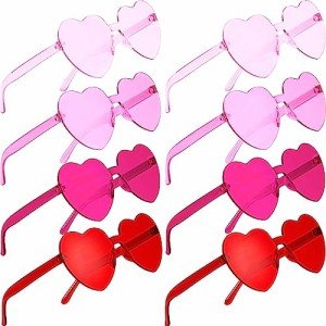 8 Pair Heart-Shaped Sunglasses for Mardi Gras Parties