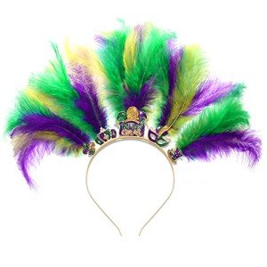 Mardi Gras Feather Hairbands with Fleur De Lis