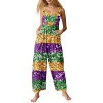 Plus Size Women's Purple Mardi Gras Jumpsuit