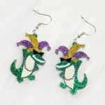 Funny Crocodile Sequin Earrings for Mardi Gras