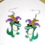 Funny Crocodile Sequin Earrings for Mardi Gras