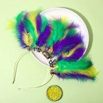 Mardi Gras Feather Hairbands with Fleur De Lis