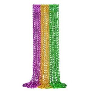 12PCS Mardi Gras Beads in Green, Purple, Gold