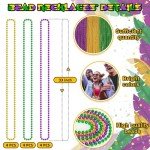 12PCS Metallic Mardi Gras Beads in Green, Purple, Gold