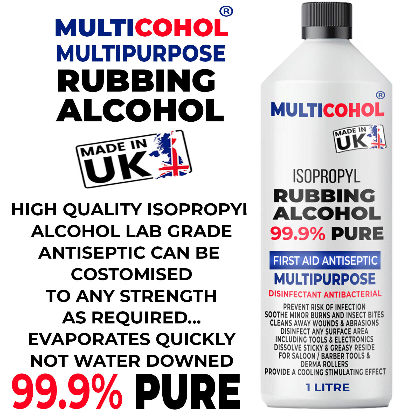 99.9% Pure Isopropyl Alcohol Antiseptic Disinfectant