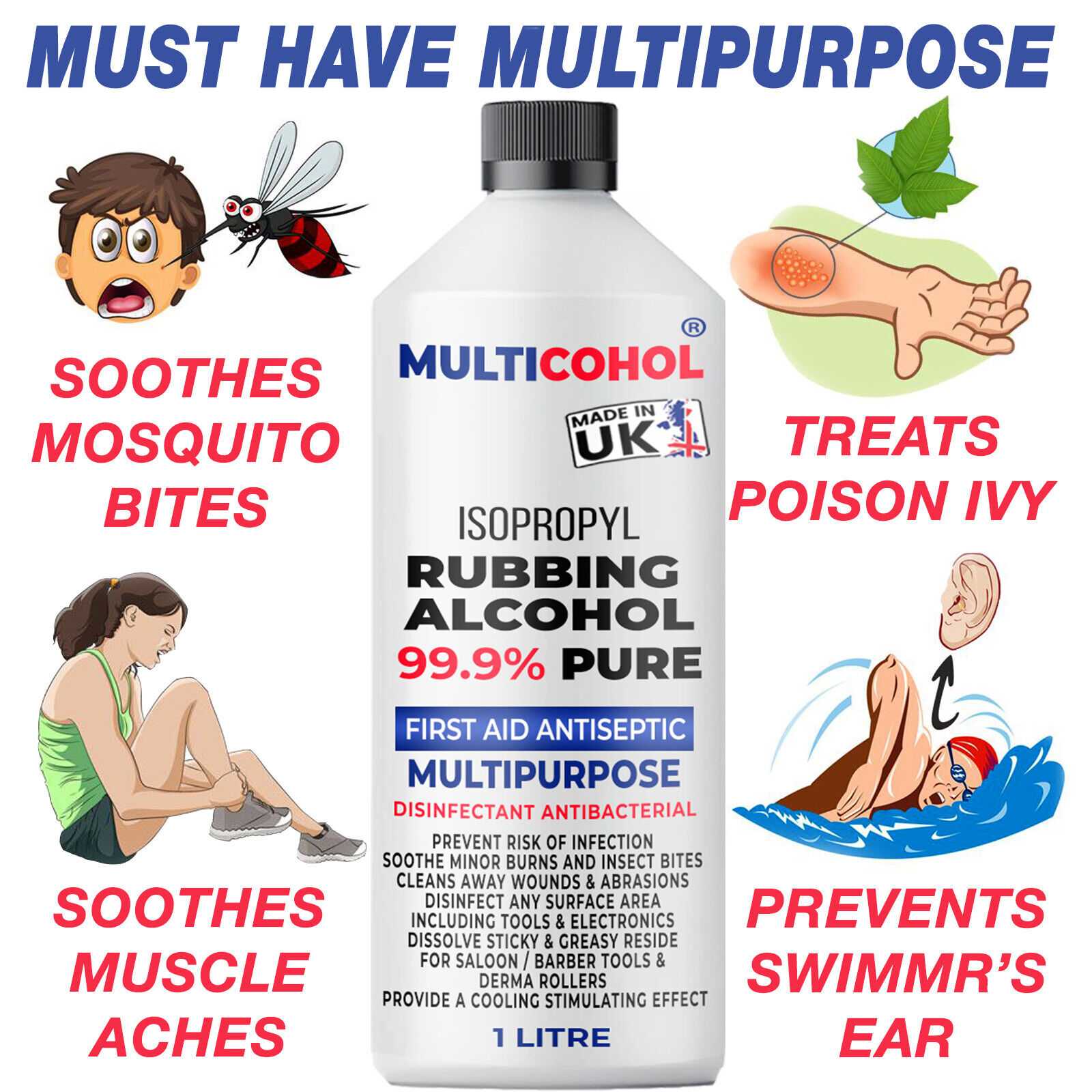 99.9% Pure Isopropyl Alcohol Antiseptic Disinfectant