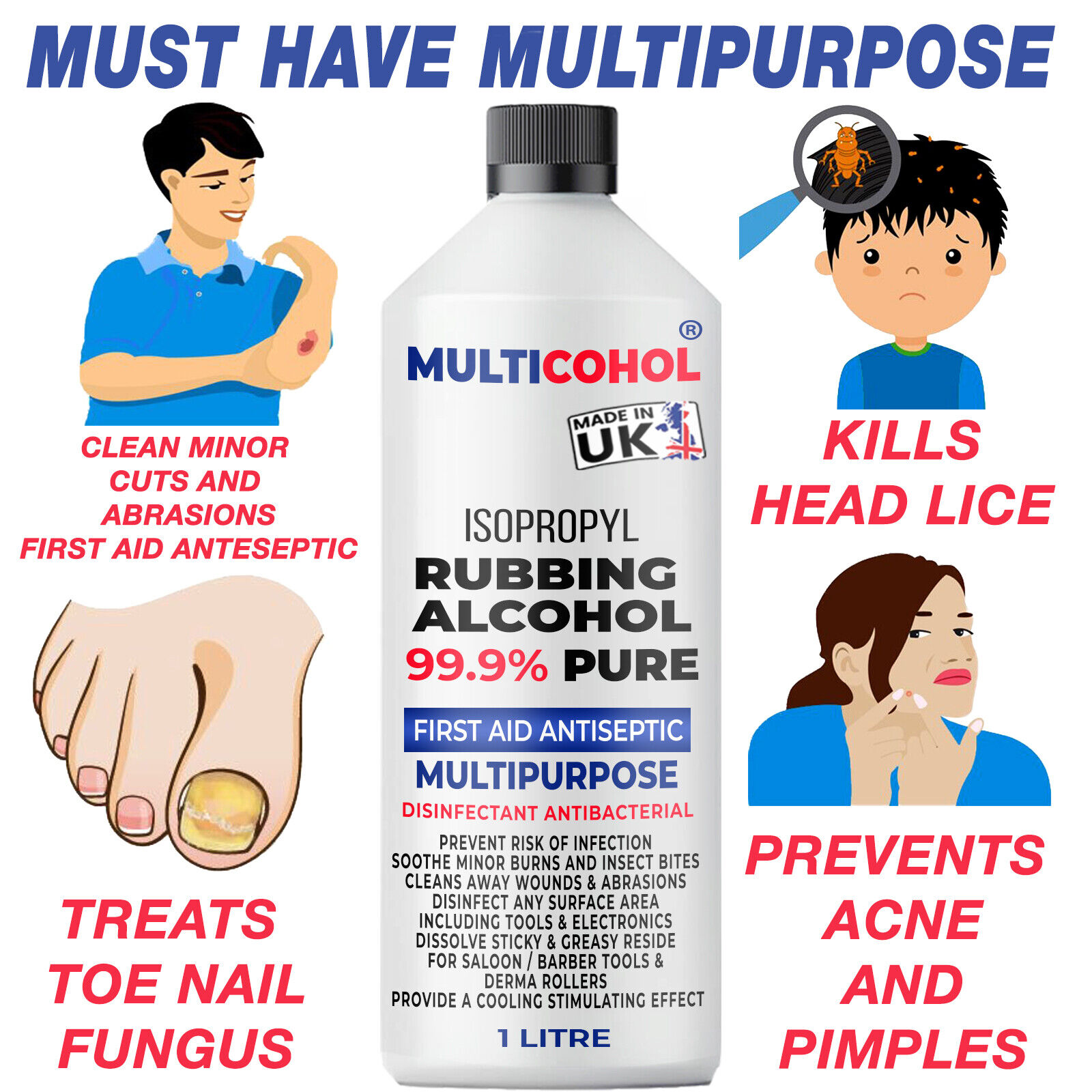 99.9% Pure Isopropyl Alcohol Antiseptic Disinfectant