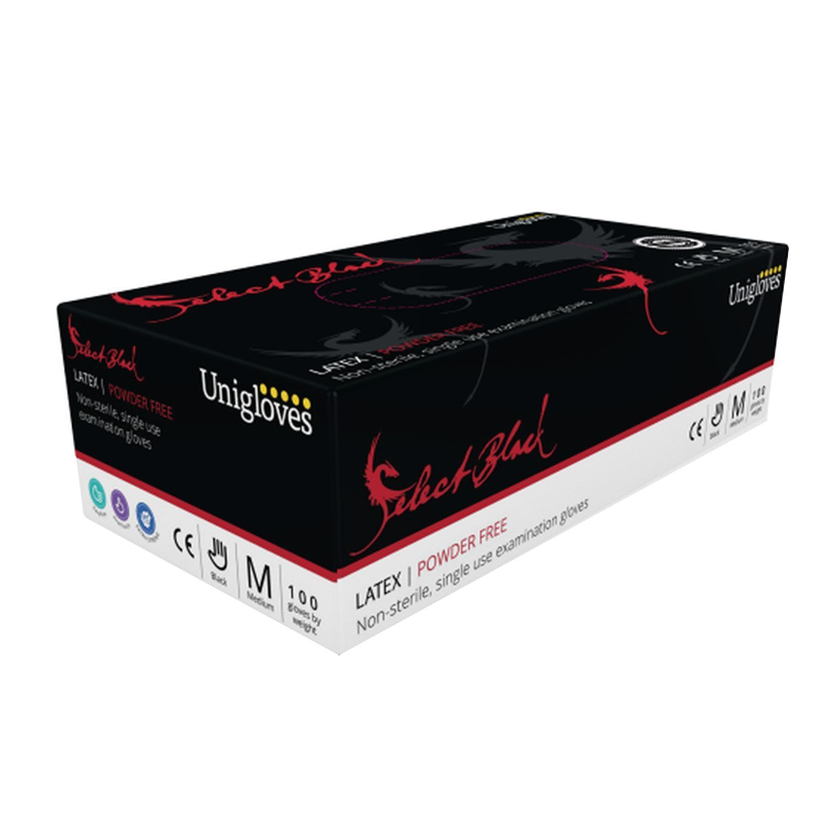Powder-Free Black Latex Tattoo Gloves by Unigloves
