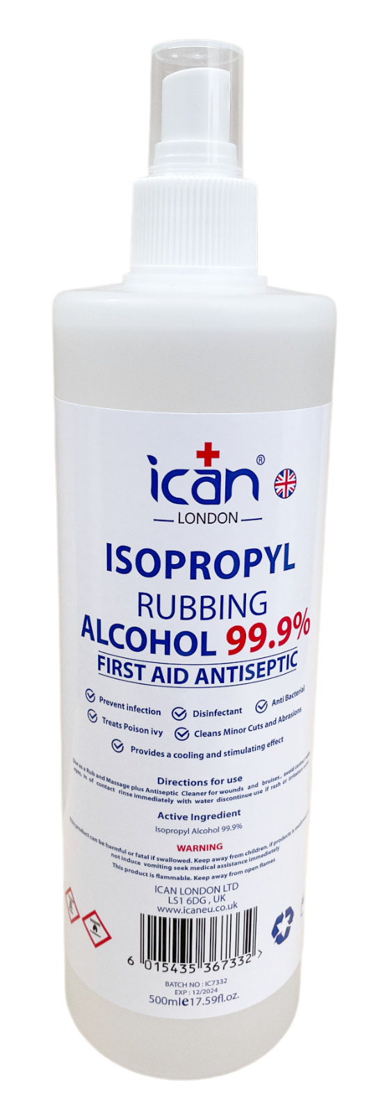 ICAN Isopropyl Alcohol 99.9% PURE Lab Grade Isopropanol Rubbing Disinfectant IPA