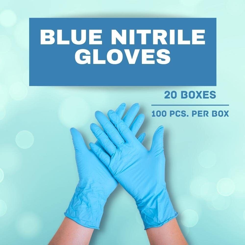 Blue Nitrile Exam Gloves - 100/Box