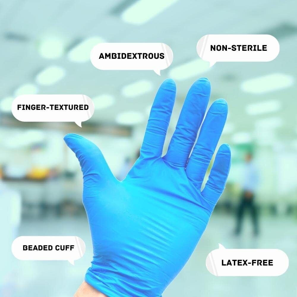 Blue Nitrile Exam Gloves - 100/Box