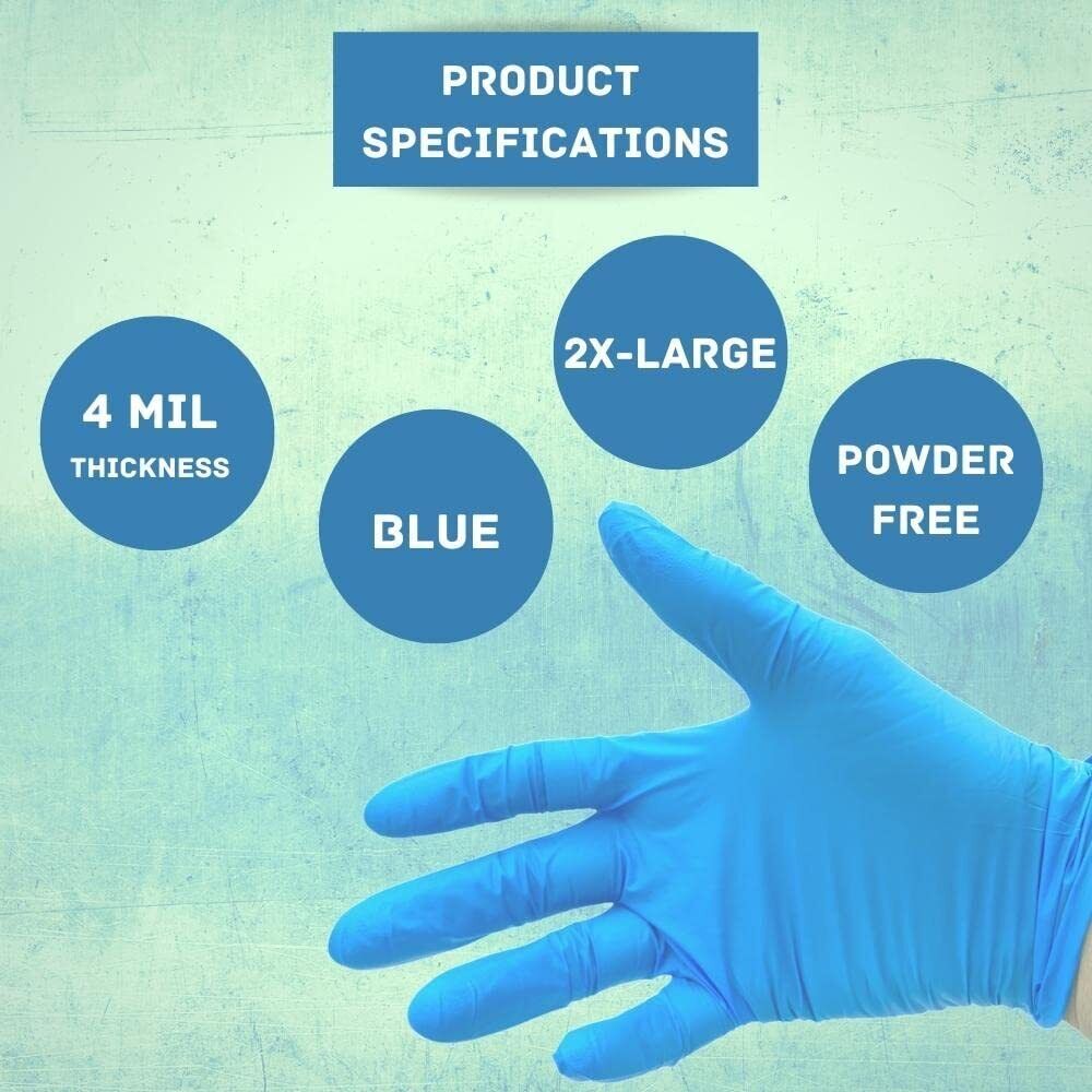 Blue Nitrile Exam Gloves - 100/Box
