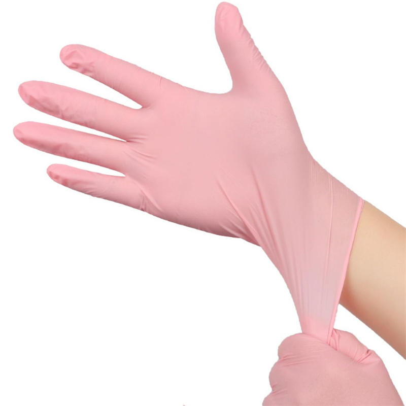 Pink Nitrile Gloves 100-Pack - Food, Cleaning, Beauty