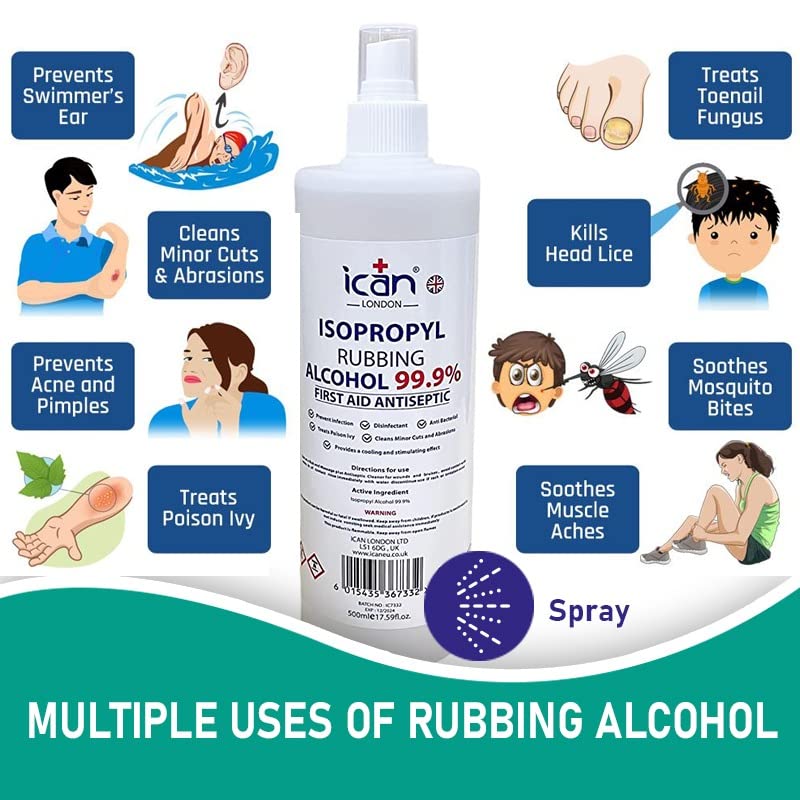 99.9% Isopropyl Rubbing Alcohol 500ml Spray