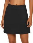 Ekouaer Women's Golf Skort with Shorts - Black