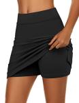 Ekouaer Women's Golf Skort with Shorts - Black