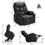 Massage & Heat Power Lift Recliner Chair - Black