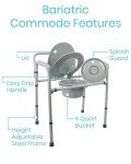 Vive Bariatric Folding Commode Chair with Bucket