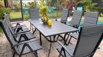 Purple Leaf Outdoor Dining Set with 8 Folding Chairs