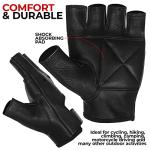 Leather Half Finger Weight Lifting Gloves - Black