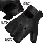 Leather Half Finger Weight Lifting Gloves - Black