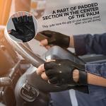 Leather Half Finger Weight Lifting Gloves - Black