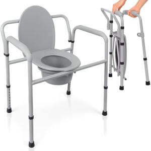 Vive Bariatric Folding Commode Chair with Bucket