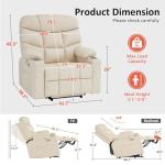 MCombo Oversized Power Lift Recliner Chair - Cream