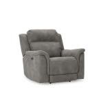 Gray Power Recliner with Adjustable Headrest