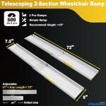 Portable Aluminum Wheelchair Ramp - 600lbs Capacity