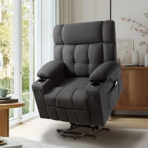 Dual Motor Power Lift Recliner Chair – Dark Gray